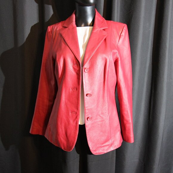 Red Siena Real 100% Leather Coat - Picture 1 of 8